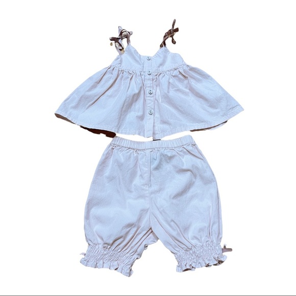 Lili Gaufrette Baby Girl 2 piece Summer Outfit Top and Bloomers Size 6 M EUC
